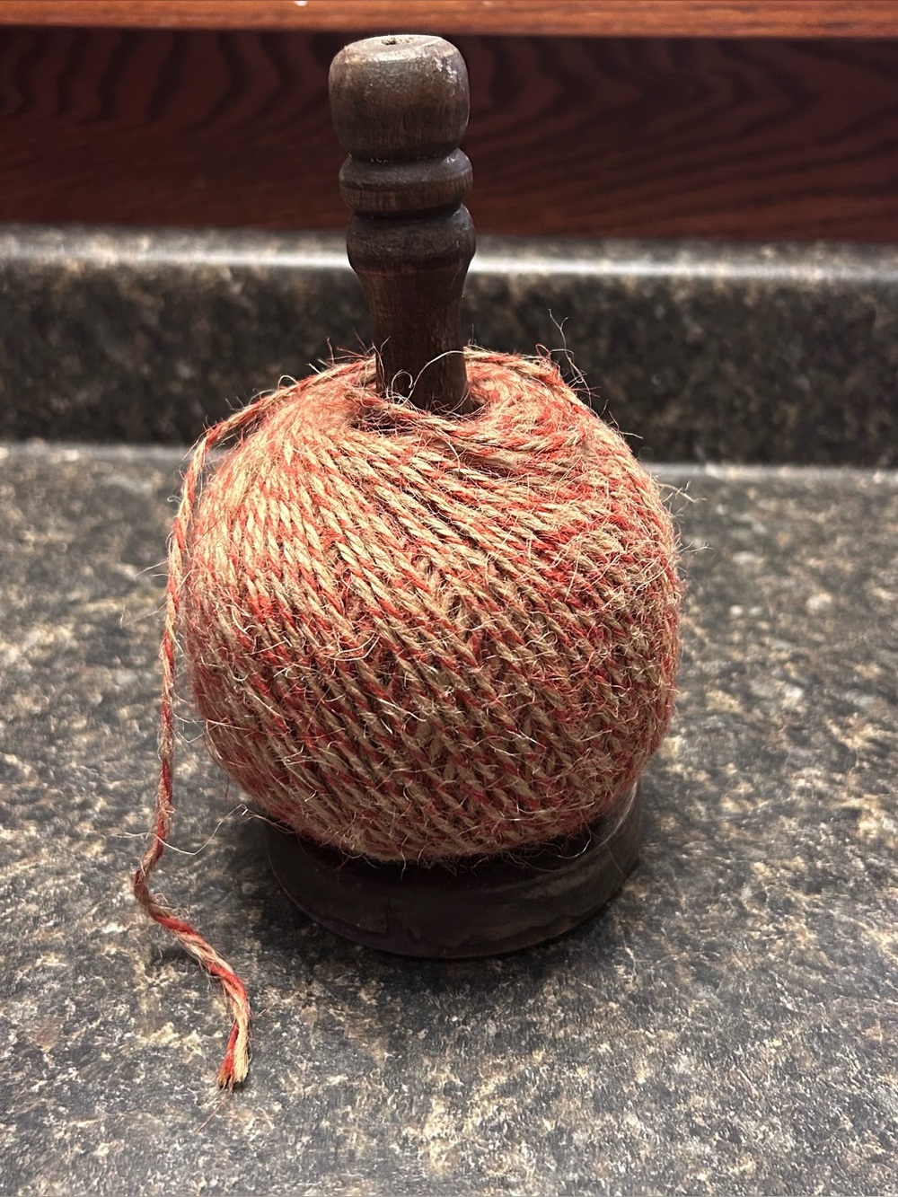 Rustic Wooden Twine Holder Dispenser With Natural Jute Twine Farmhouse Deco